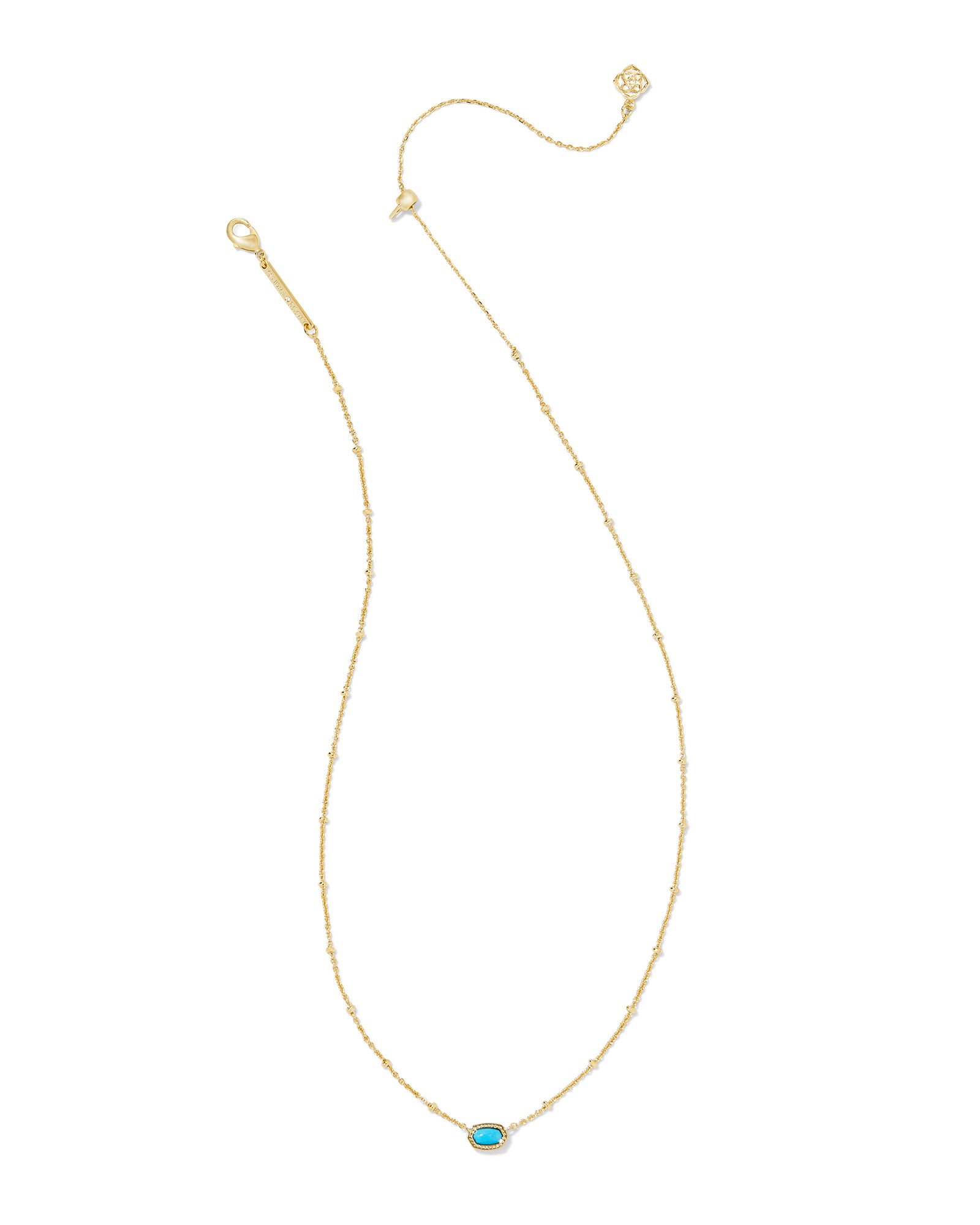 Kendra Scott |  Mini Elisa Gold Satellite Short Pendant Necklace in Turquoise Magnesite - Giddy Up Glamour Boutique
