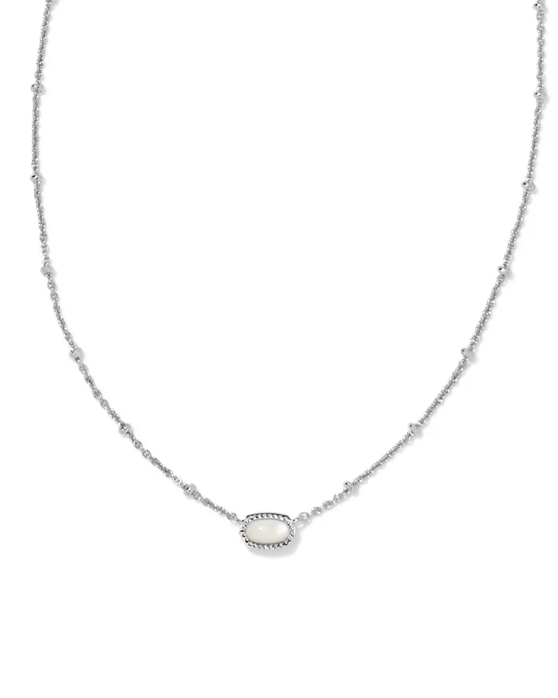Kendra Scott |  Mini Elisa Silver Satellite Short Pendant Necklace in Ivory Mother of Pearl - Giddy Up Glamour Boutique