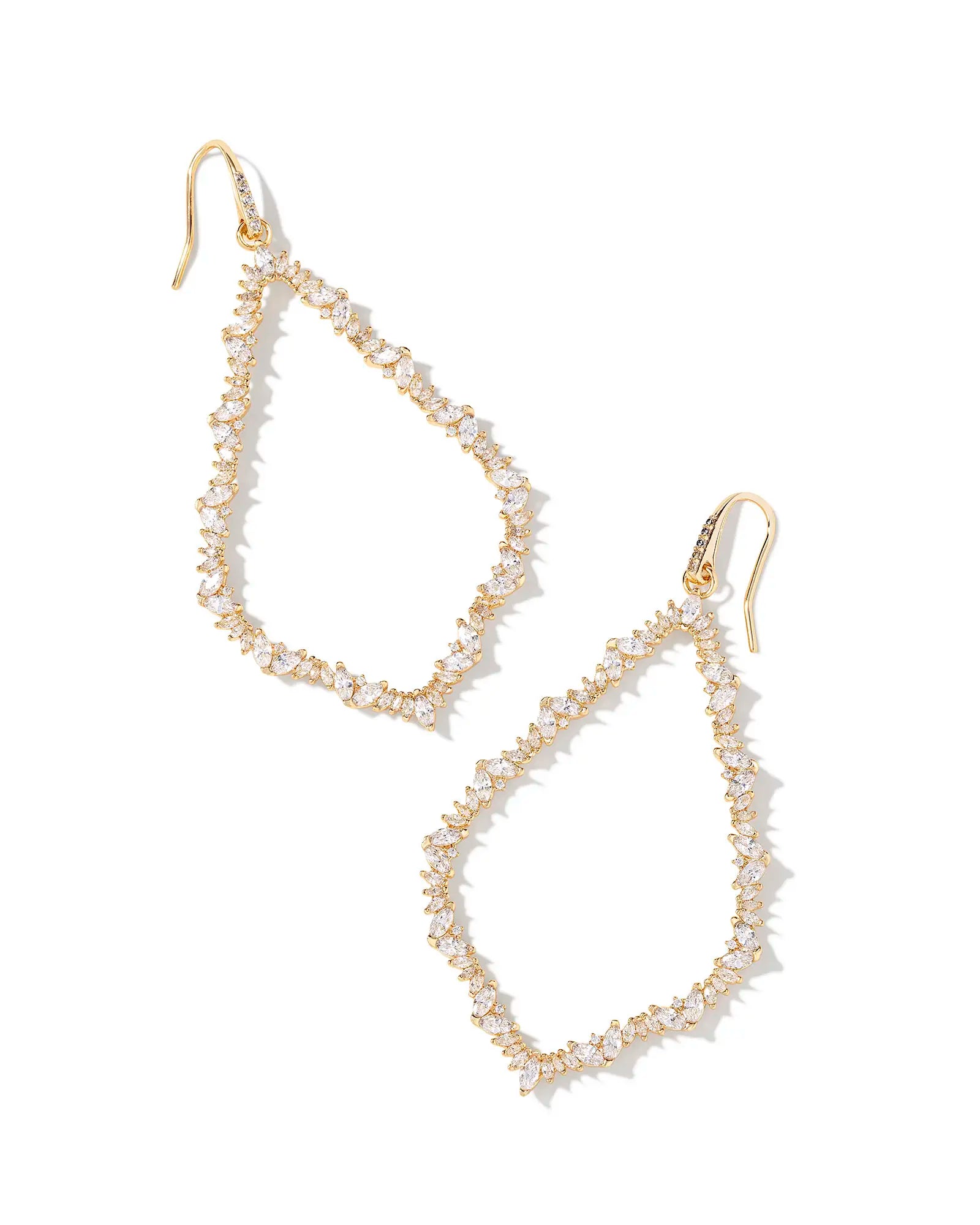 Kendra Scott | Sophee Gold Crystal Open Frame Earrings in White Crystal