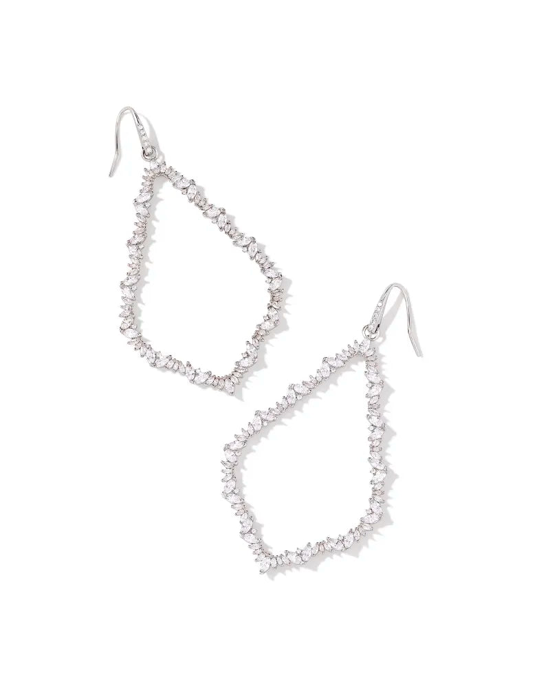 Kendra Scott | Sophee Silver Crystal Open Frame Earrings in White Crystal