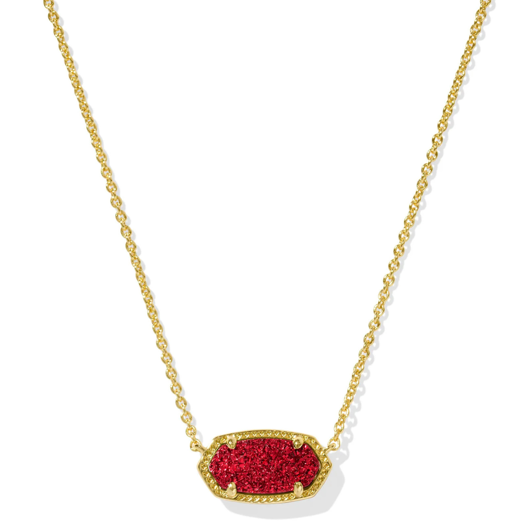 Kendra Scott | Elisa Gold Short Pendant Necklace in Bright Red Drusy