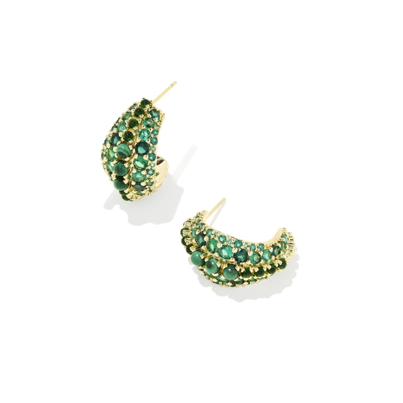 Kendra Scott | Krista Gold Hoop Earrings in Green Mix