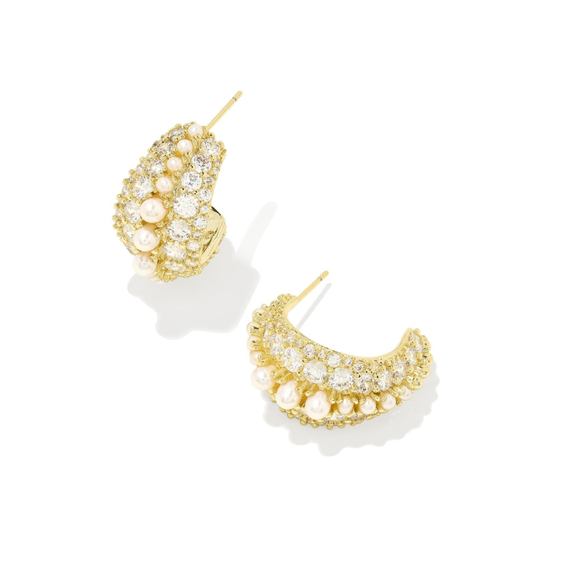 Kendra Scott | Krista Gold Hoop Earrings in White Mix