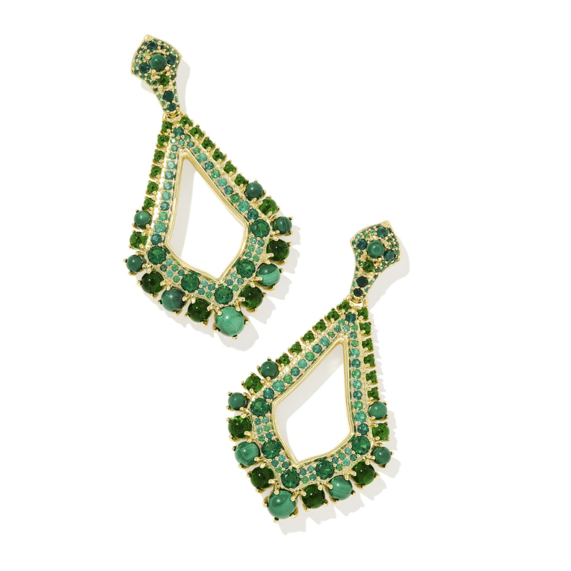 Kendra Scott | Krista Statement Earrings in Gold Green Mix