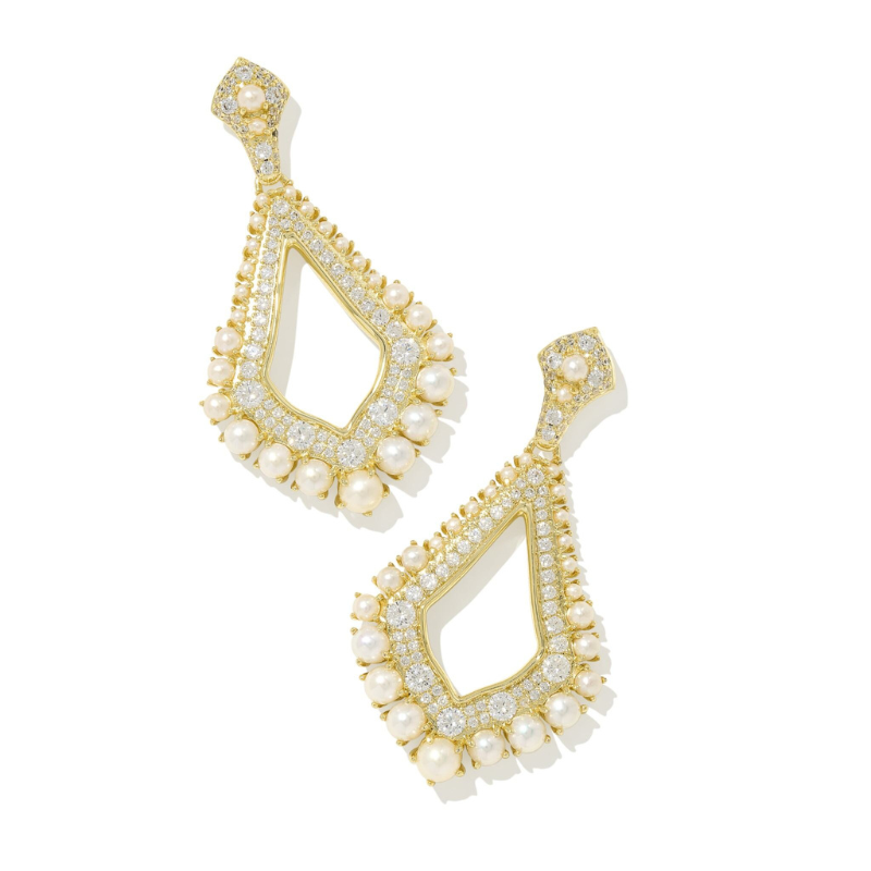 Kendra Scott | Krista Statement Earrings in Gold White Mix