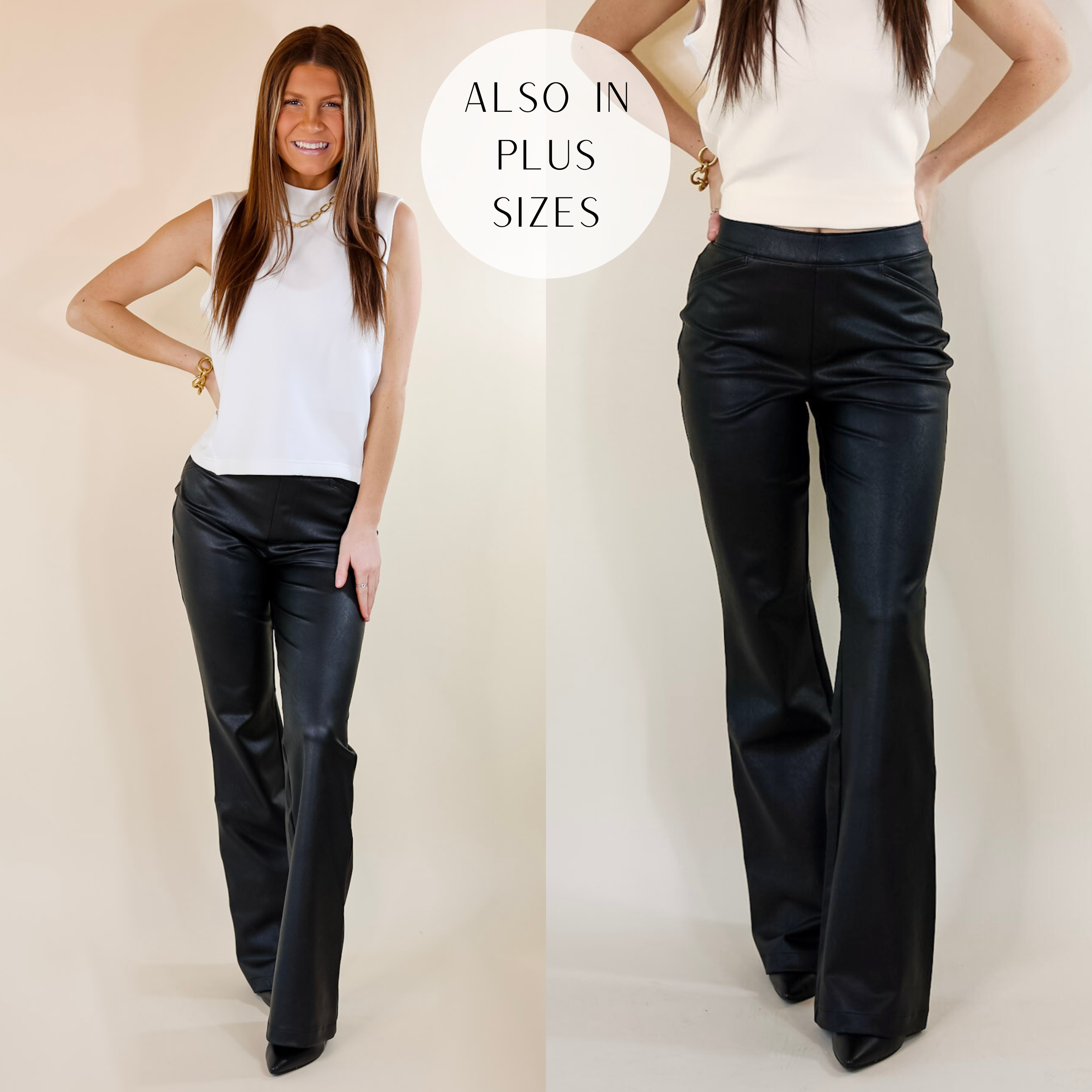 SPANX | Leather-Like Flare Pants in Black