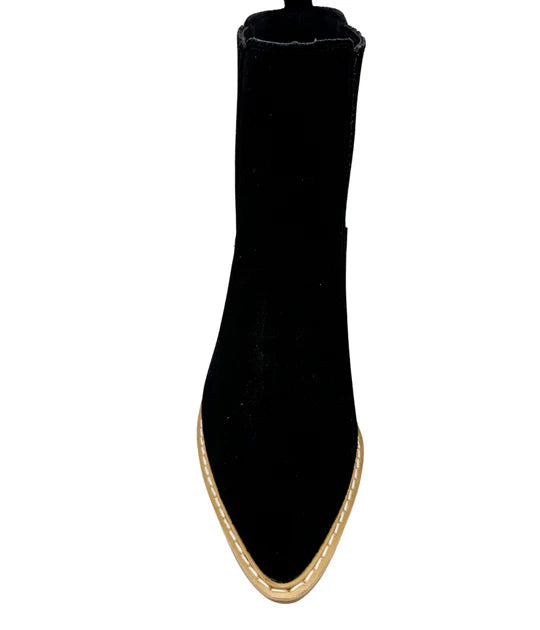 Online Exclusive | Leonor Colored Stitching Suede Ankle Boot in Black