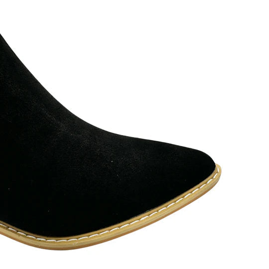 Online Exclusive | Leonor Colored Stitching Suede Ankle Boot in Black