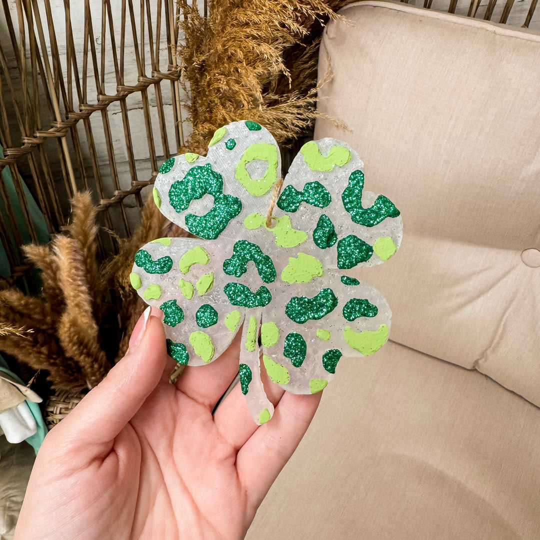 St. Patrick's Day Leopard Clover Car Freshie in Lucky Charms