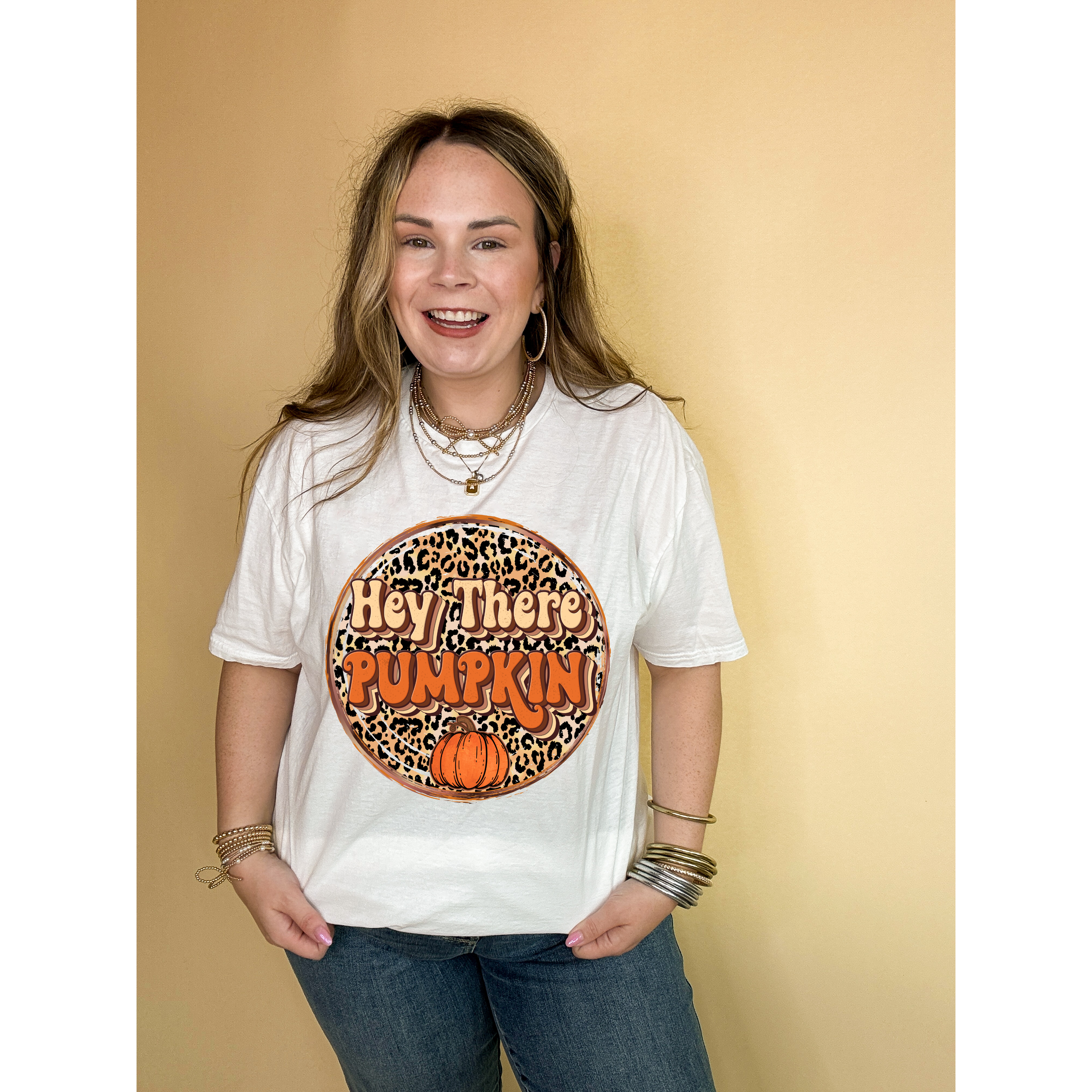 Online Exclusive | Hey There Pumpkin on Leopard background Graphic Tee in Multiple Color Options