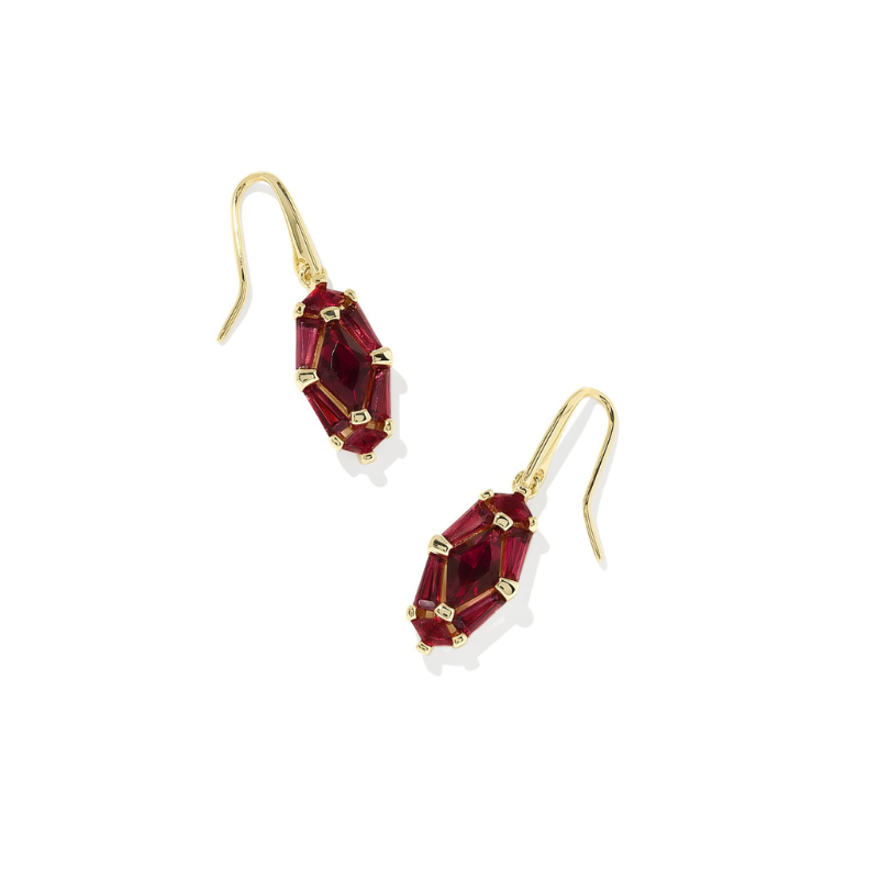 Kendra Scott | Lindy Rae Lee Gold Drop Earrings in Red Crystal