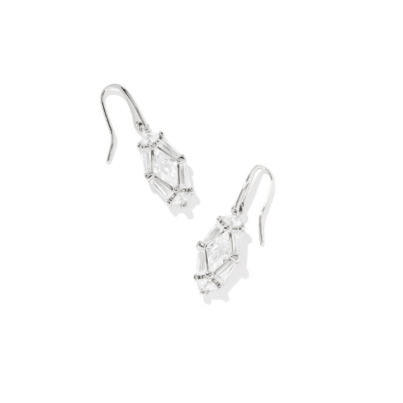 Kendra Scott | Lindy Rae Lee Silver Drop Earrings in White Crystal