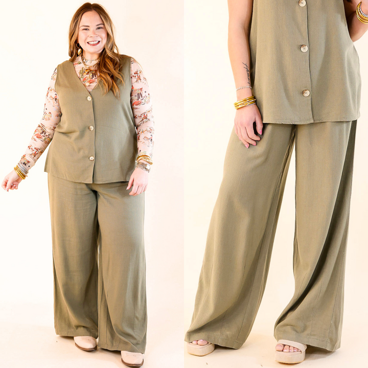 Styled for Success Linen Drawstring Pants in Light Olive Green