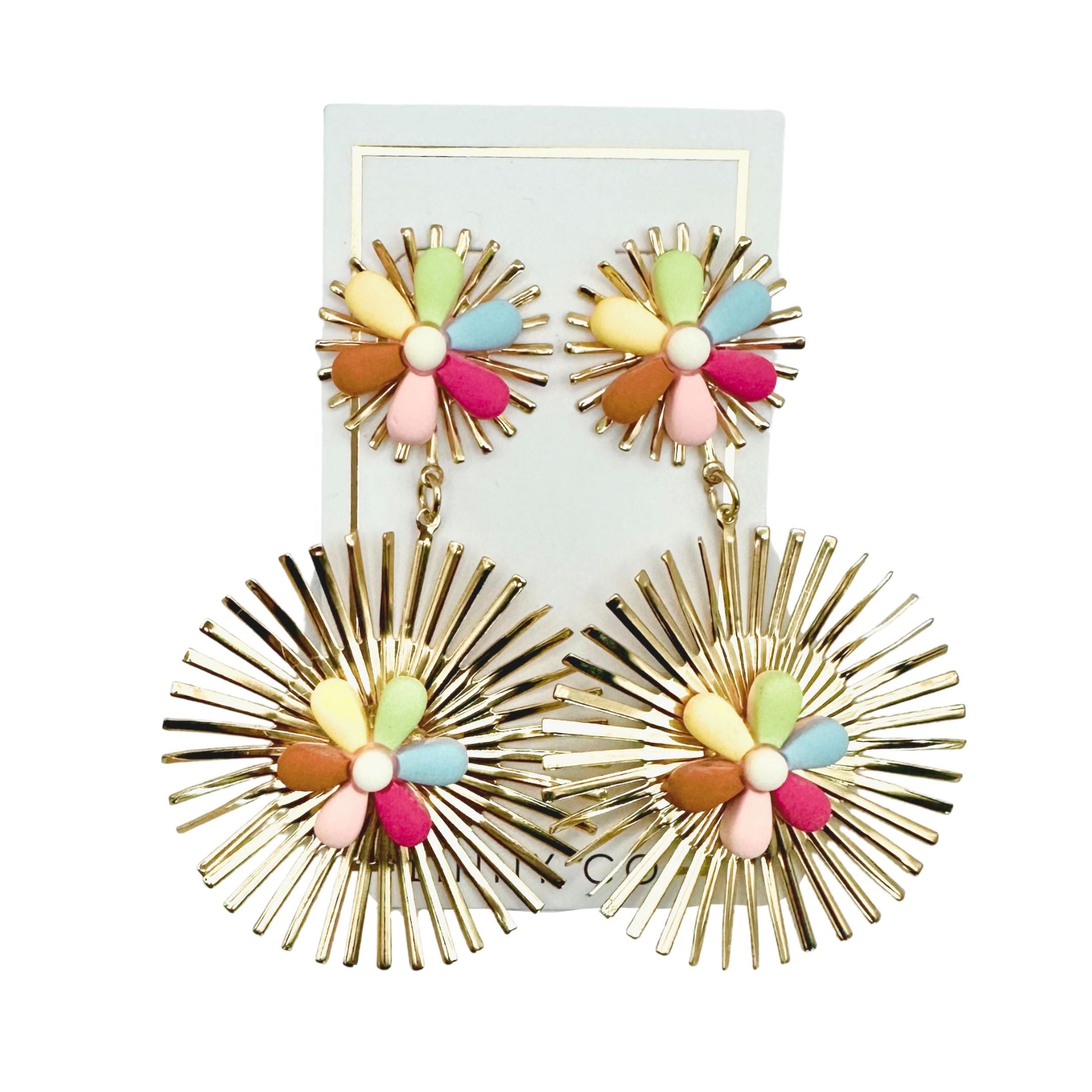 Linny Co | Fiona Gold Tone Multicolor Circle Drop Earrings