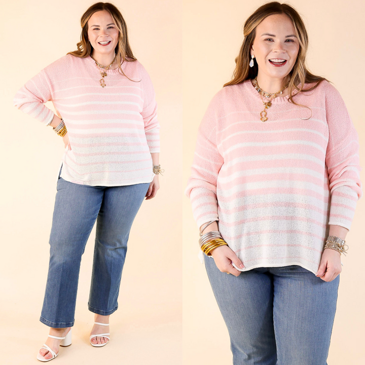 Simply Southern | Light and Lovely Long Sleeve Striped Sweater Top in Light Pink