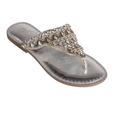 Online Exclusive | Loving U Beaded Sandals in Silver