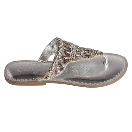 Online Exclusive | Loving U Beaded Sandals in Silver