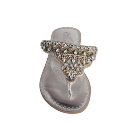 Online Exclusive | Loving U Beaded Sandals in Silver