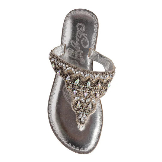Online Exclusive | Loving U Beaded Sandals in Silver