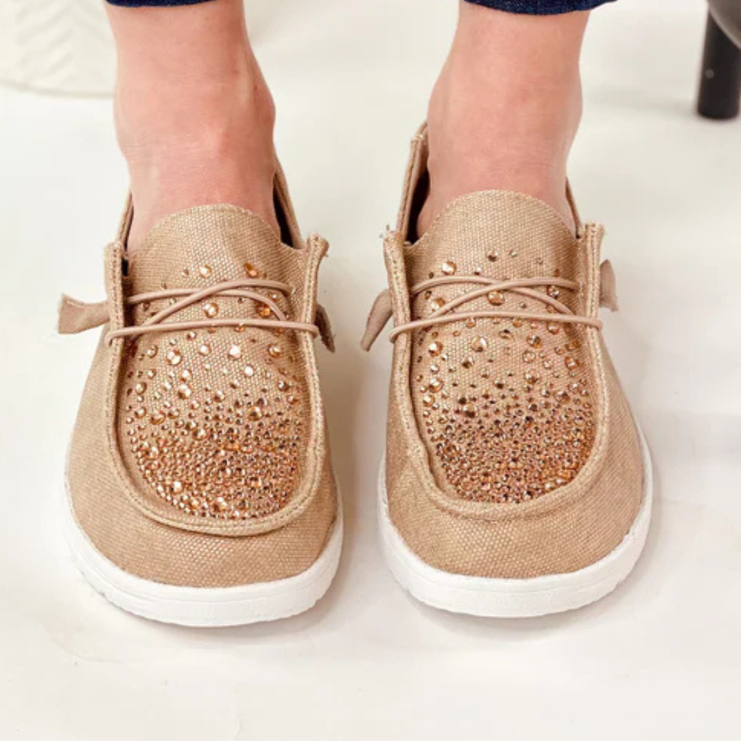 Online Exclusive | Maco Water Drop Ombre Sneakers in Rose Gold Rhinestone