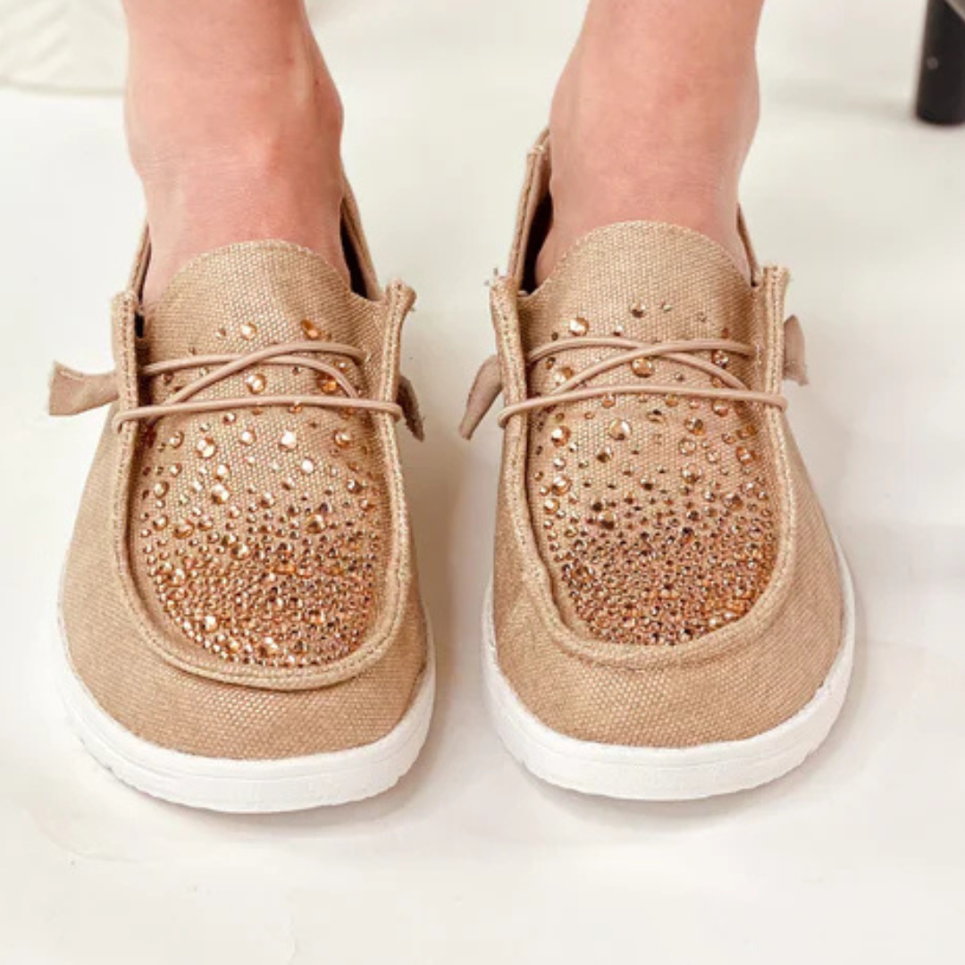 Online Exclusive | Maco Water Drop Ombre Sneakers in Rose Gold Rhinestone