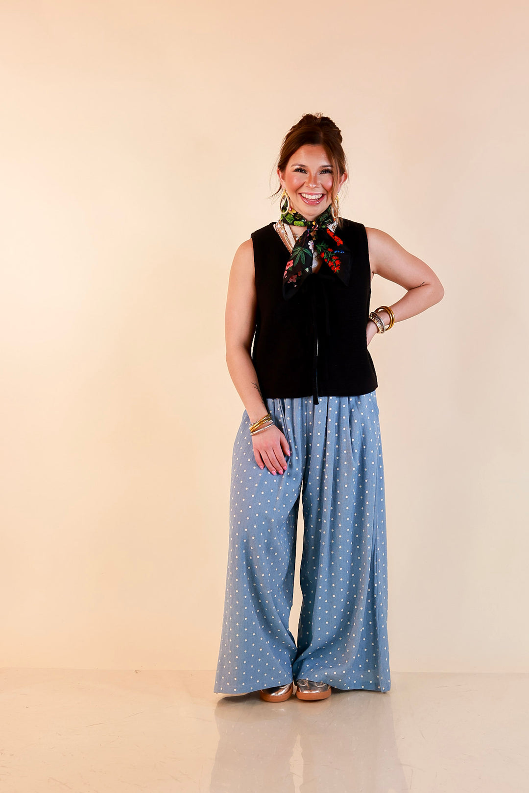 Main Attraction Bow Tie Front Sweater Vest in Black