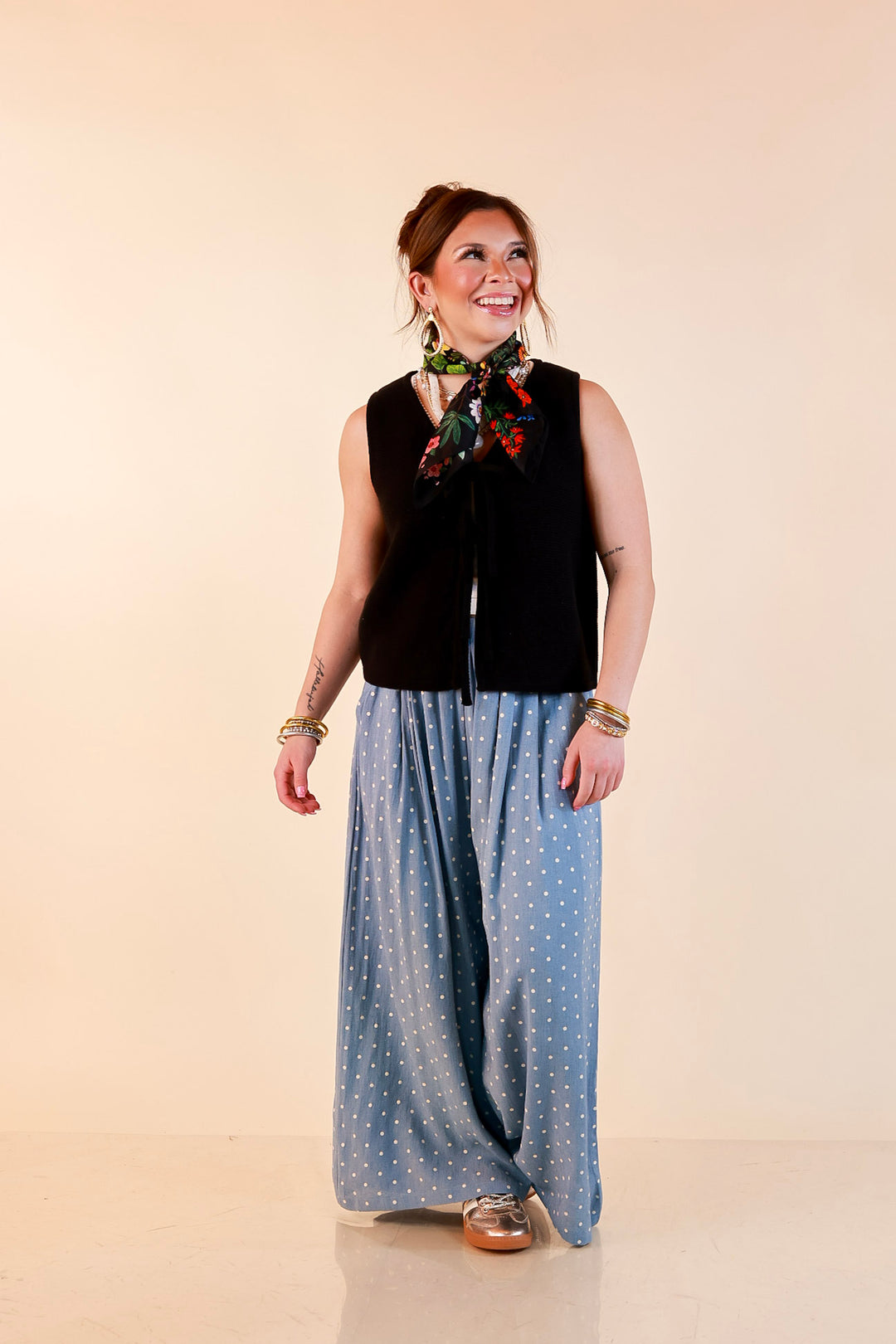 Main Attraction Bow Tie Front Sweater Vest in Black