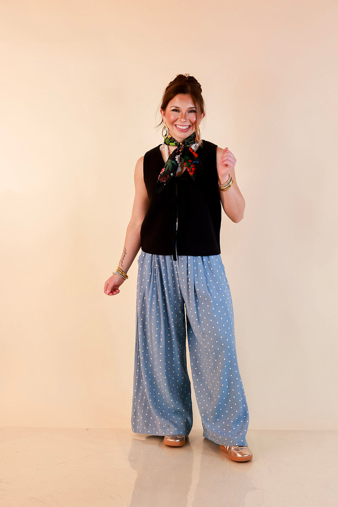 Main Attraction Bow Tie Front Sweater Vest in Black