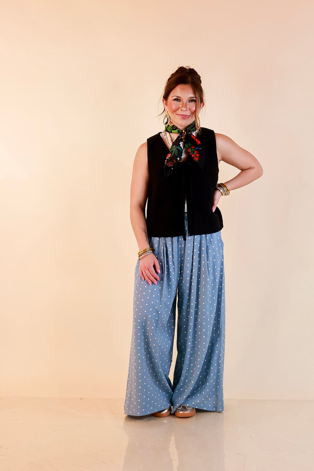 Main Attraction Bow Tie Front Sweater Vest in Black