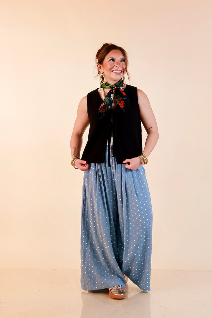 Main Attraction Bow Tie Front Sweater Vest in Black
