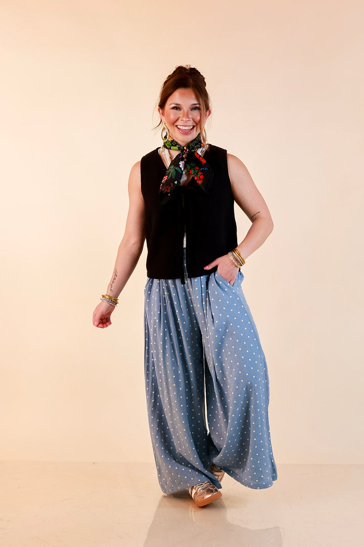Main Attraction Bow Tie Front Sweater Vest in Black