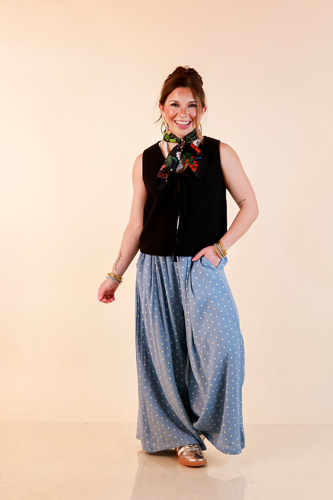 Main Attraction Bow Tie Front Sweater Vest in Black