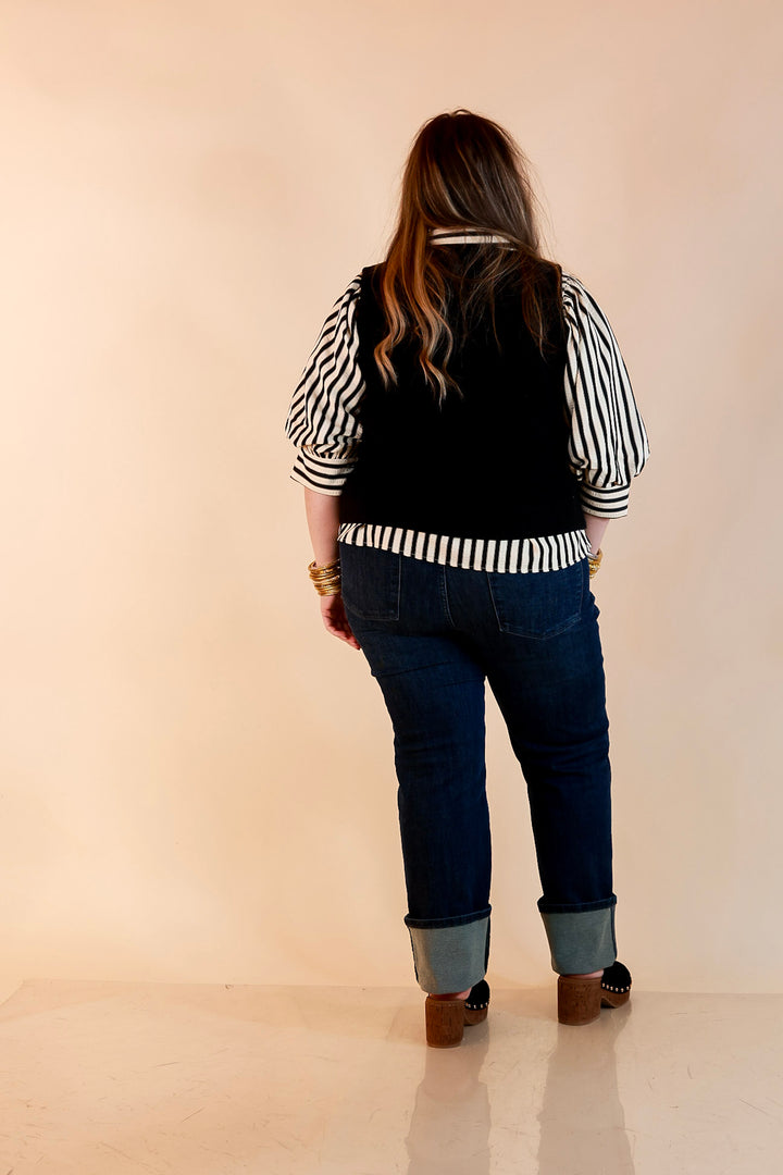 Main Attraction Bow Tie Front Sweater Vest in Black