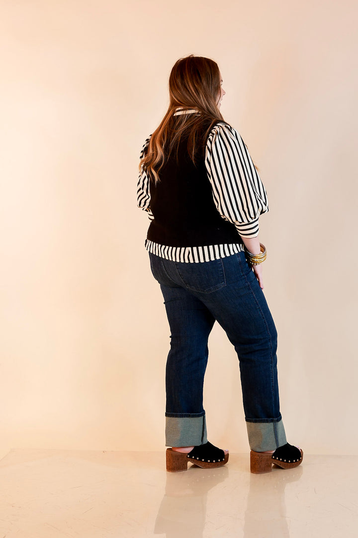 Main Attraction Bow Tie Front Sweater Vest in Black