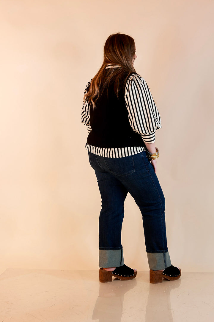 Main Attraction Bow Tie Front Sweater Vest in Black