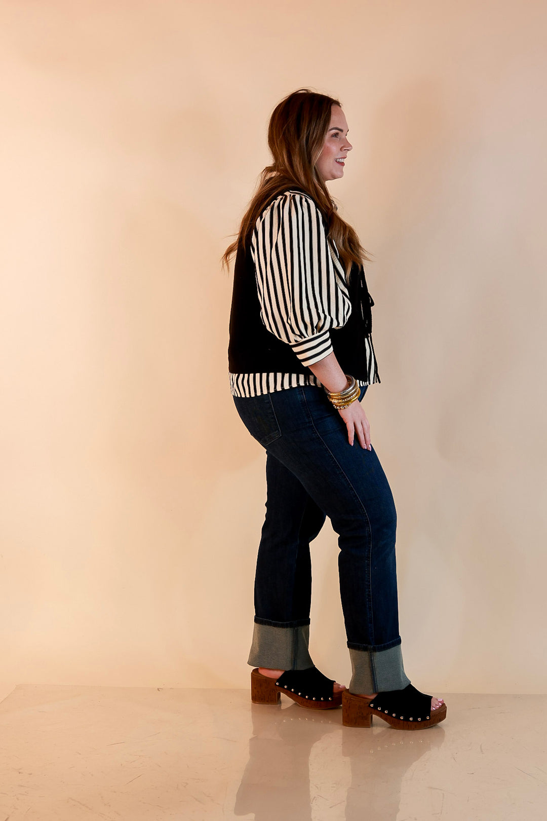 Main Attraction Bow Tie Front Sweater Vest in Black
