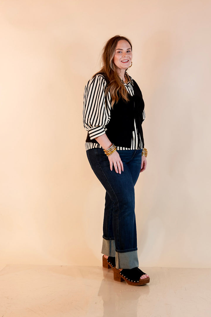 Main Attraction Bow Tie Front Sweater Vest in Black