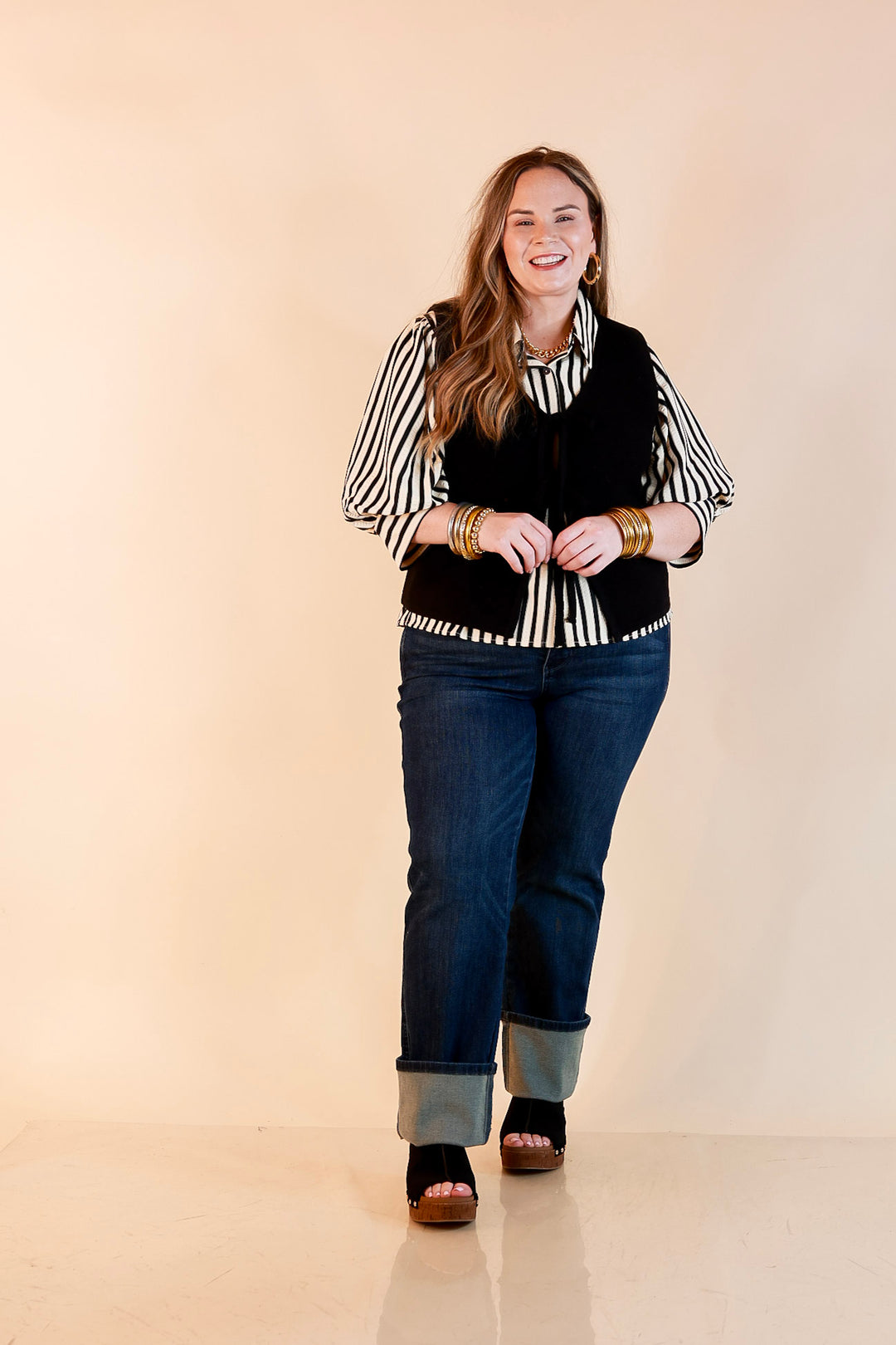 Main Attraction Bow Tie Front Sweater Vest in Black
