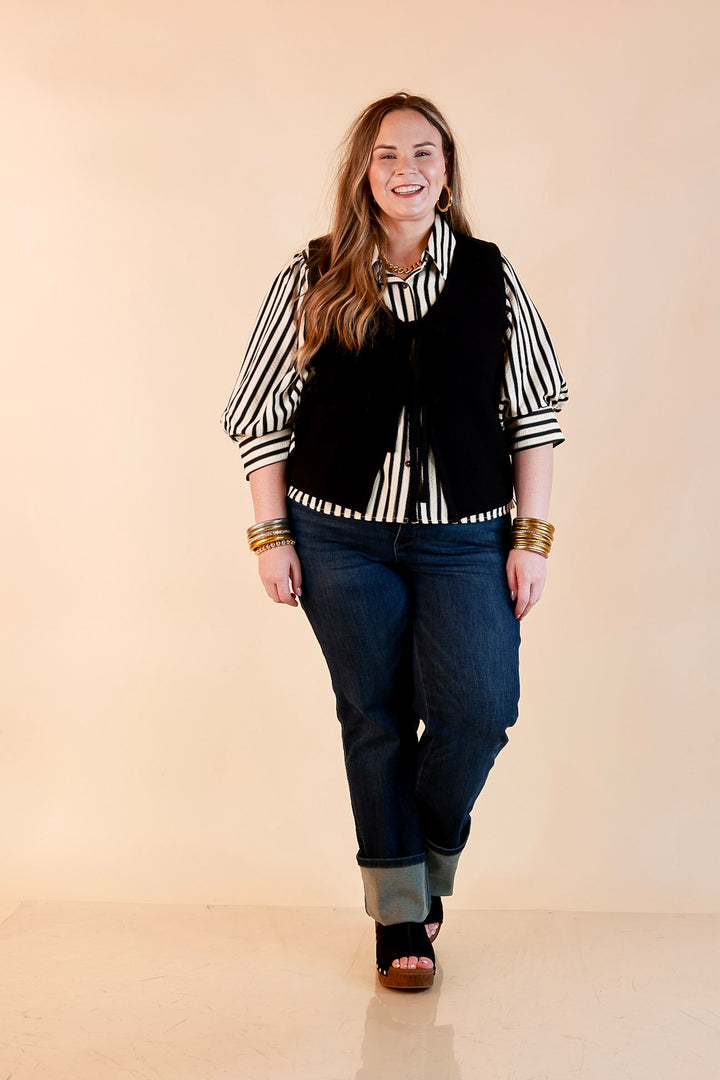 Main Attraction Bow Tie Front Sweater Vest in Black