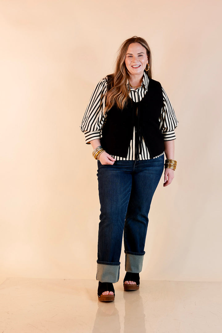 Main Attraction Bow Tie Front Sweater Vest in Black