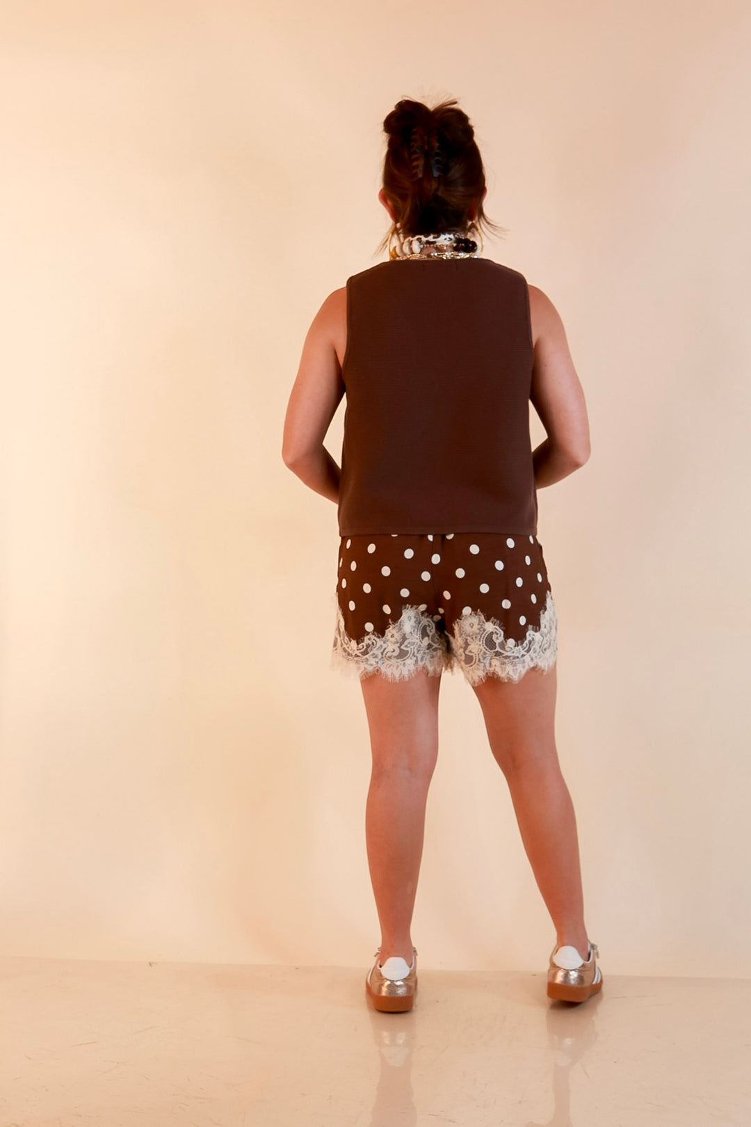 Main Attraction Bow Tie Front Sweater Vest in Chocolate Brown
