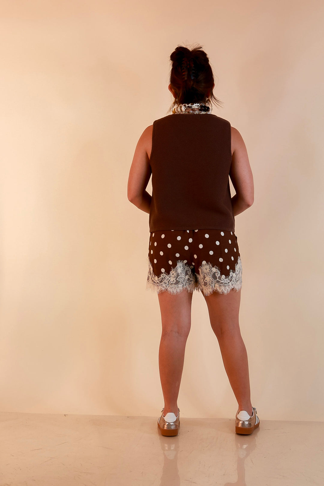 Main Attraction Bow Tie Front Sweater Vest in Chocolate Brown