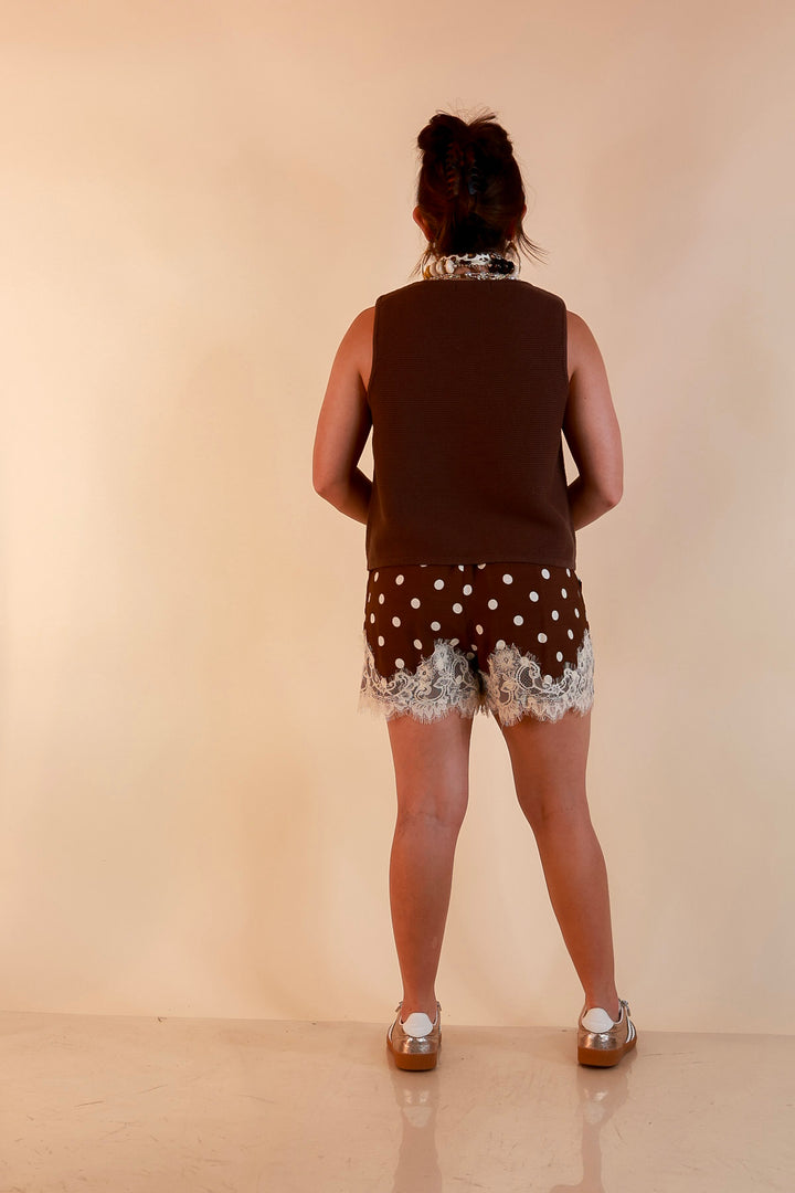 Main Attraction Bow Tie Front Sweater Vest in Chocolate Brown