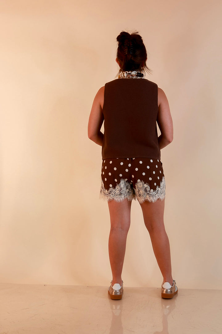 Main Attraction Bow Tie Front Sweater Vest in Chocolate Brown