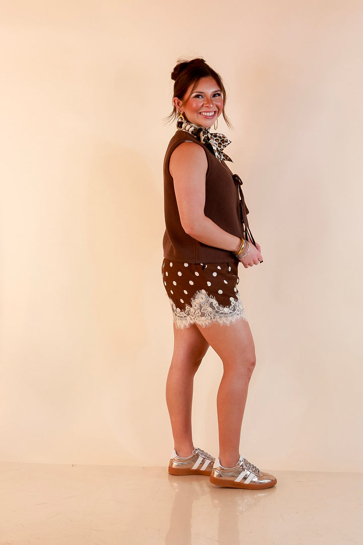 Main Attraction Bow Tie Front Sweater Vest in Chocolate Brown