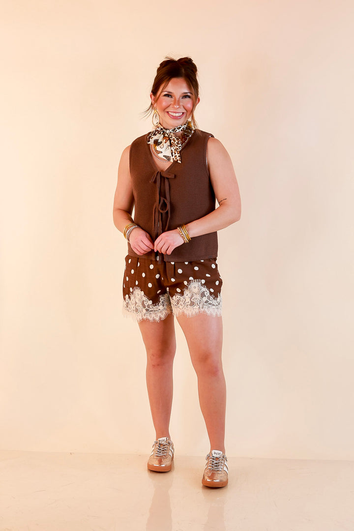 Main Attraction Bow Tie Front Sweater Vest in Chocolate Brown