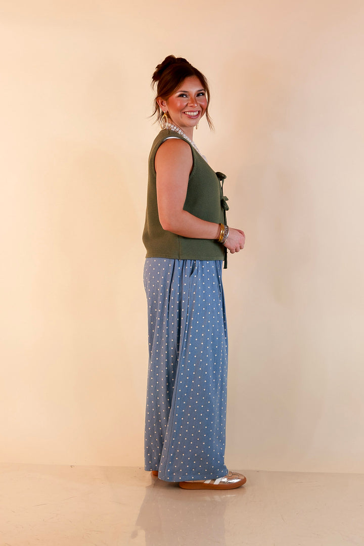Main Attraction Bow Tie Front Sweater Vest in Light Olive Green