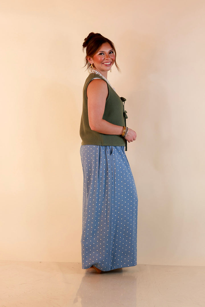 Main Attraction Bow Tie Front Sweater Vest in Light Olive Green