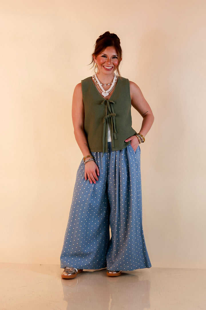 Main Attraction Bow Tie Front Sweater Vest in Light Olive Green