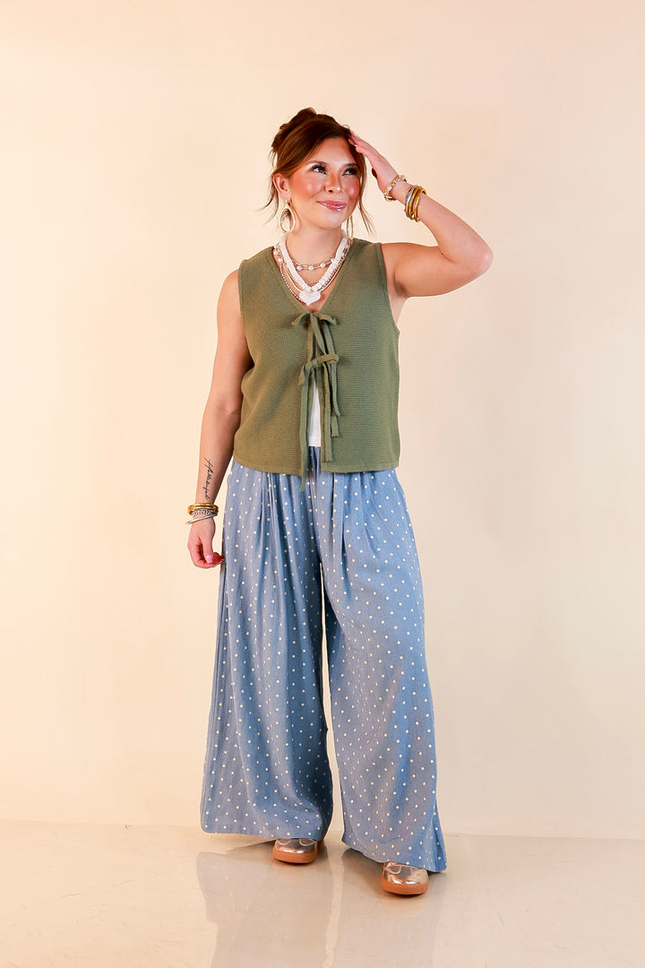 Main Attraction Bow Tie Front Sweater Vest in Light Olive Green